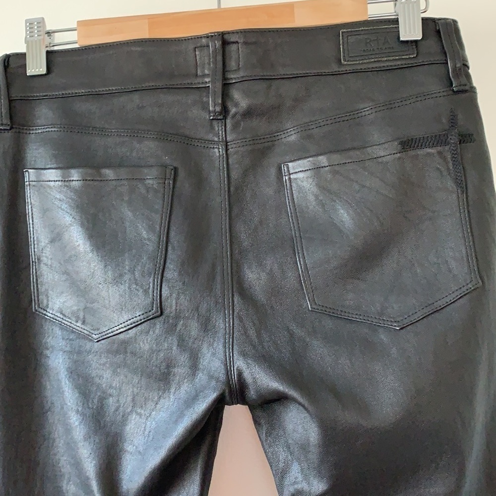 RtA Lambskin Leather Black Destroyed Knee Pants 27 - Picture 9 of 15